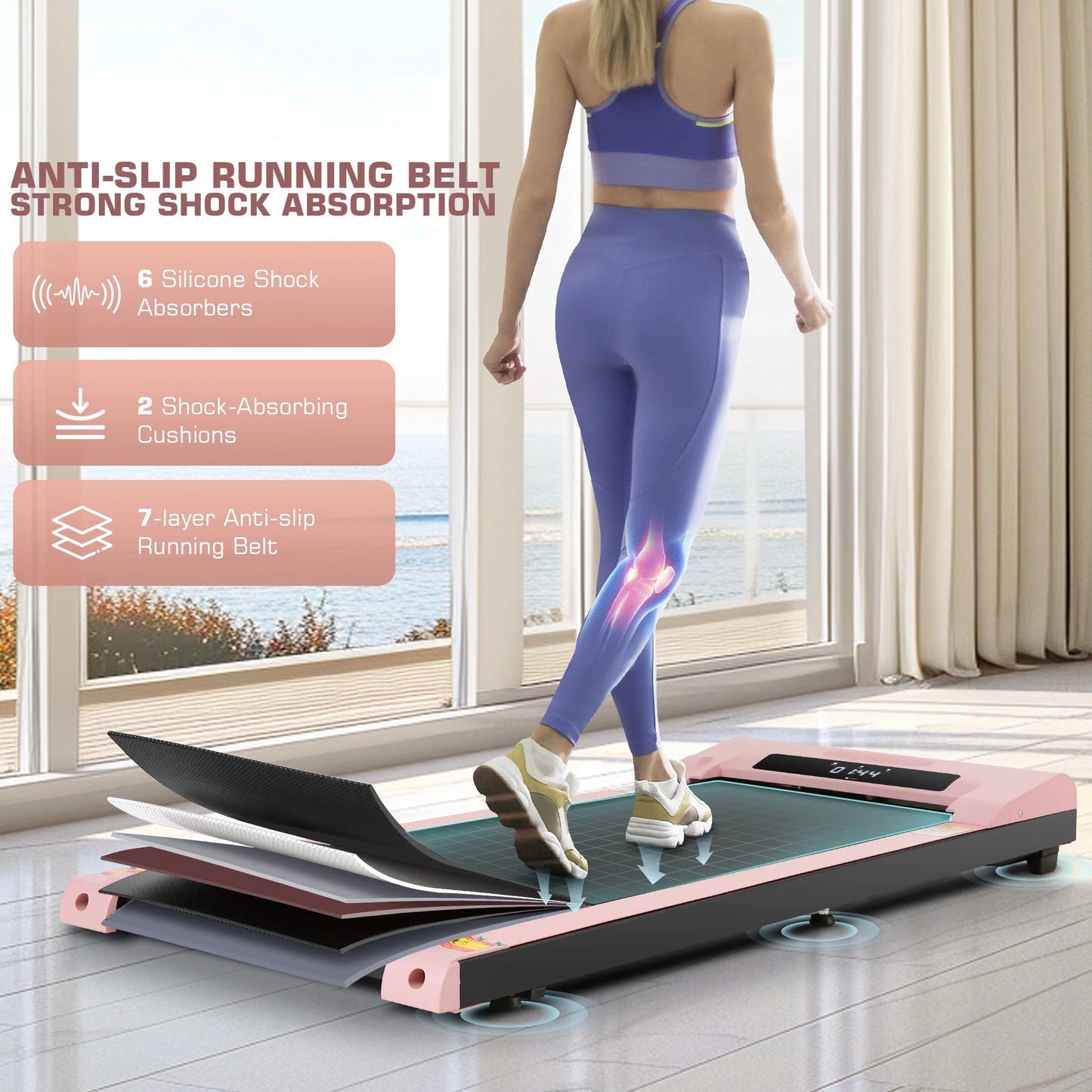ANCHEER Walking Pad, 2 in 1 under Desk Treadmill with Remote Control、Led Display, 300 Lbs Portable Treadmill for Home/Office (Gray)