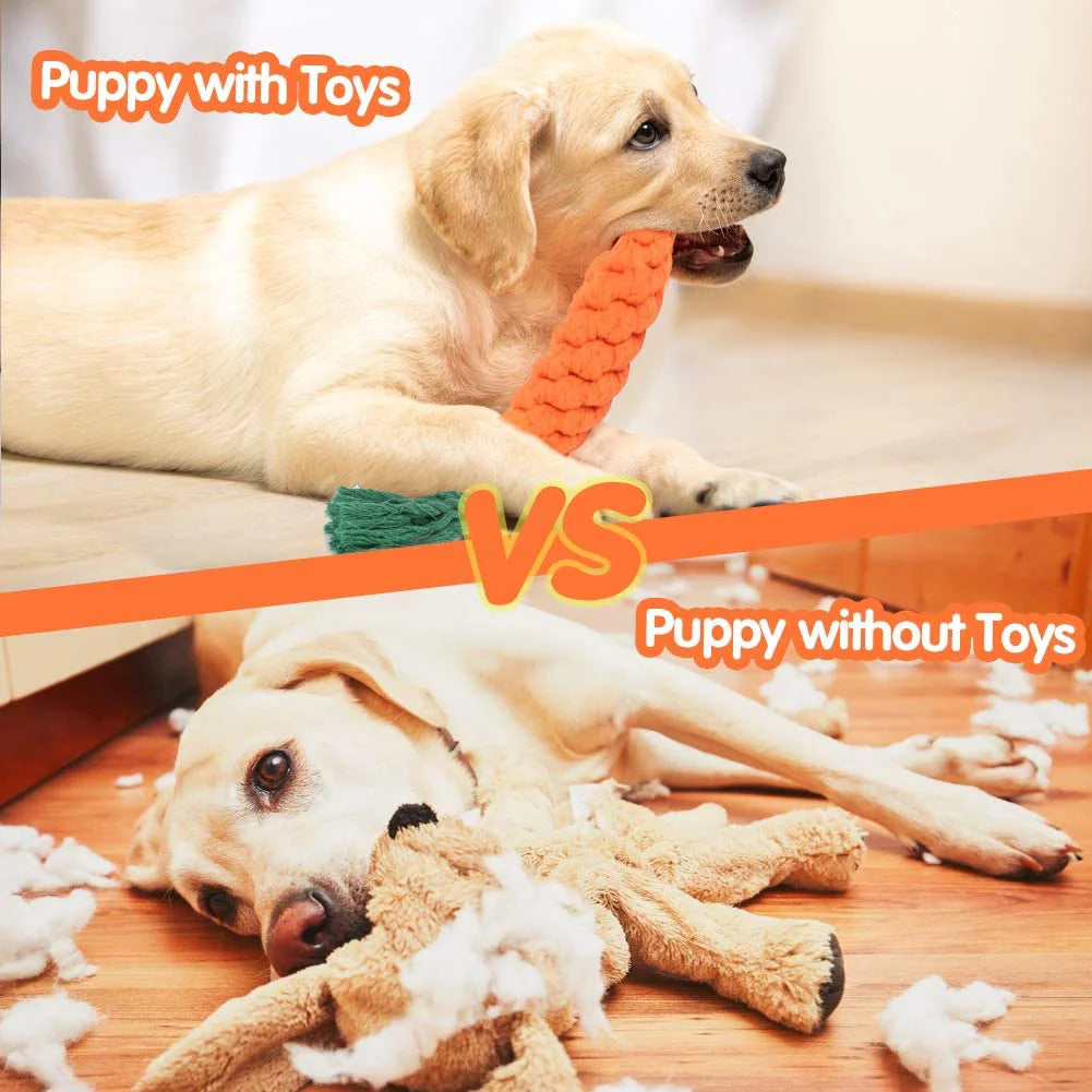 5 Pieces Dog Chew Toys, Safe Durable Puppy Teething Chewing Braided Toys, Medium Large Pet Dog Cotton Knot Paws Fun Molar for Clean Teeth Healthy